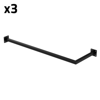 3x Percheros de pared 90 x 30cm acero negro, en forma de L, hasta 50kg