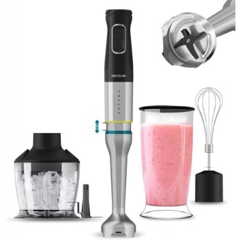 Cecotec Batidora de Mano Katana 12 Chop B. 1200 W, 21 Velocidades y Turbo, 4 Hojas con Titanio Negro, Campana antisalpicaduras
