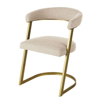 Sillón de tela jaspeada cruda y patas de hierro