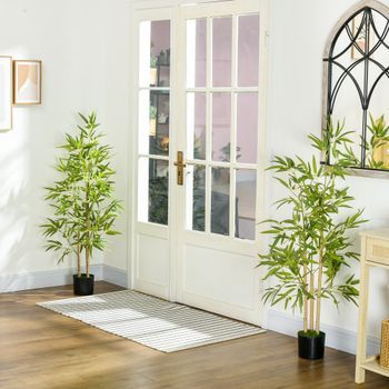 Conjunto De 2 Plantas Artificiales Peva Metal Homcom Ø15x120 Cm Verde