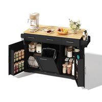 isla de cocina movil con encimera plegable 3 cajones y enchufes 136x75x92 cm mdf blanco