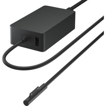 Cargador Microsoft W8Y-00002 65W para Surface, puerto USB adicional, negro