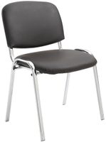 silla con patas de metal y asiento en simil cuero marron