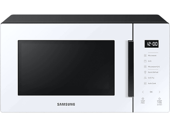 Microondas con grill - Samsung MG23T5018CW/EC, 800W, 6 niveles, Modo Eco, 23l, Blanco