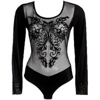 luna splendida body traje de manga larga grace negro splendida para mujer