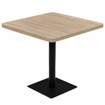 Mesa Bar Bistró Mdf Y Acero Cuadrada Color Roble 80x80x75 Cm Vidaxl