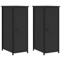 pack 2 uds mesitas de noche  mesa auxiliar  mesilla madera de ingenieria negro 32x42x80 cm
