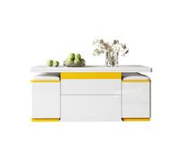 mesa de centro elevable 100x50x43 - multifuncional plegable - blanco alto brillo