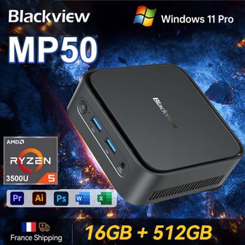 [Envío desde Francia] Mini PC Blackview Mp50, AMD Ryzen 5 3500U, Windows 11 Pro, 16 GB DDR4, SSD de 512 GB, Miniordenador con Wifi 5.0