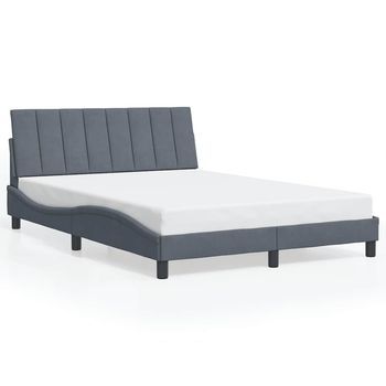 Estructura De Cama Sin Colchón Hanko Terciopelo Gris Oscuro 140x190cm Vidaxl