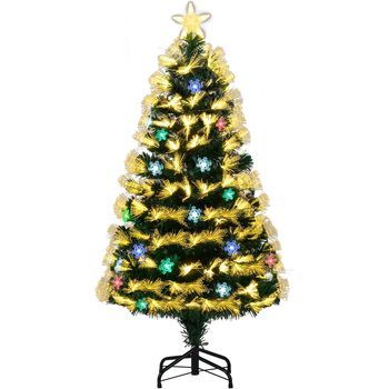 Árbol De Navidad De Fibra Óptica, Costway Arbol De Navidad Con Luces Incorporadas (130 Puntas - 120cm)