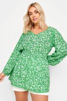 yours top de florecitas verdes con cintura fruncida mujer curvy y tallas grandes yours