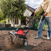 arado cincel electrico y cultivador con empunadura plegable y ruedas regulables facil de almacenar rojo 1045 x 100 x 455 cm