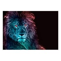 papel pintado 3d - abstract lion - rainbow 150x105 cm