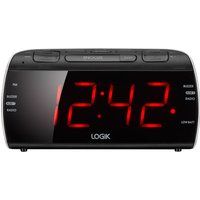 logik lcrb15 analogue clock radio - black  silver black