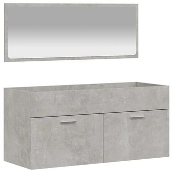 Armario De Baño | Mueble Baño Con Espejo Madera De Ingeniería Gris Hormigón