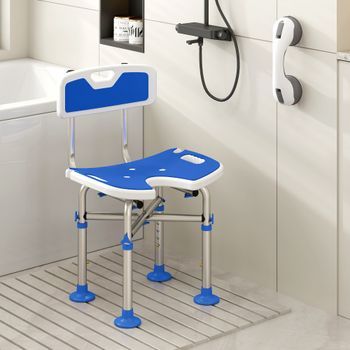 Silla Ducha Personas Mayores De Aluminio Homcom 48x47,5x82 Cm- Azul