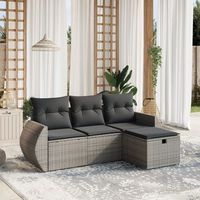 conjunto de sofas de jardin 4 uds  mueble jardin mesa y sillas y cojines ratan sintetico gris cfw935499