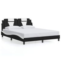 cama doble  cama para adultos  estructura cama cabecero cuero sintetico negro blanco 160x200cm