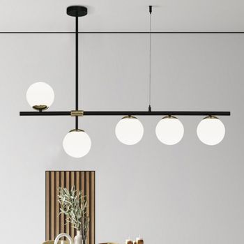 Lámpara colgante merasi negro-oro (5 luces)