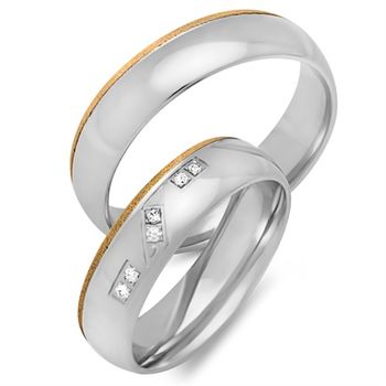 Alianzas 8 quilates oro amarillo-blanco 6 diamantes