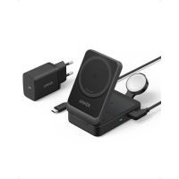 anker maggo cargador inalambrico iphone 3 en 1 soporte de carga 15 w qi2  cargador negro