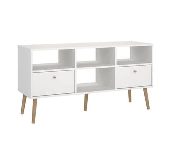 Mueble tv salón guadiana con 2 cajones, blanco, 118 x 40 x 61 cm