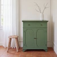 aparador de pino y mdf verde caqui de 85 cm