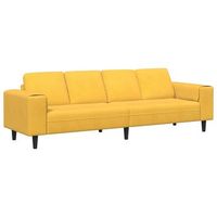 sofa amarillo claro 250 x 77 x 76 cm tela de pana vidaxl