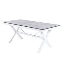 mesa para terraza extensible 180 a 240 cm aluminio y hpl color blanco 180240x89x75 cm
