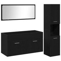 juego de muebles de bano 3 uds roble negro 90 x 385 x 46 cm vidaxl