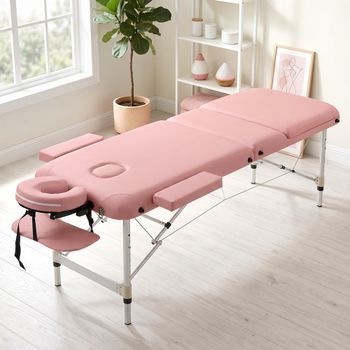 Camilla De Masaje De Plástico Aluminio Homcom 215x81x61-84 Cm-rosa