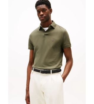 Tommy Hilfiger para hombre. MW0MW17770 Polo de piqué texturizado 1985 Collection verde (S), Casual, Algodón, Manga corta