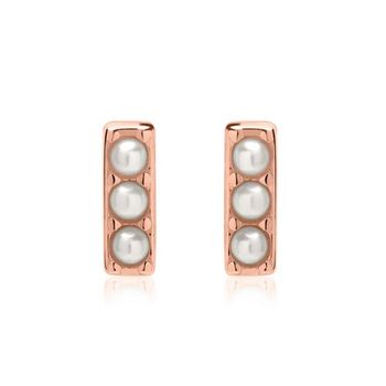 Pendientes de plata 925 con baño de oro rosa y perlas