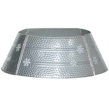 HOMCOM Falda para Árbol de Navidad de Metal Impermeable Decoración para para Fiestas Hogar 66x66x23 cm Plateado   Aosom España