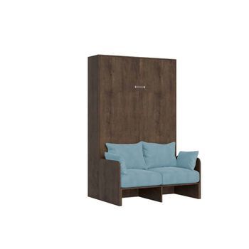 Cama Plegable Kentaro De 120 Cm Tamaño Queen Con Sofá De Nogal, Azul Claro