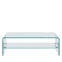 mesa de centro de doble nivel en vidrio l110cm - transparente