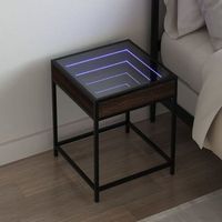mesita de noche - dormitorio - madera de ingenieria y acero - marron roble 40x40x51cm