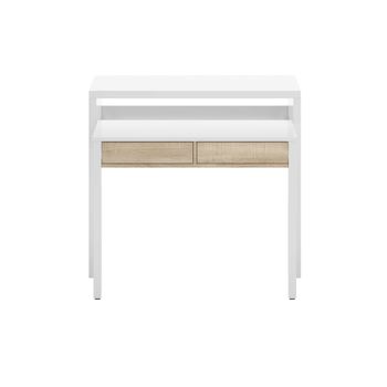 Mesa escritorio extensible con 2 cajones - l100 cm - efecto roble