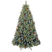cortina - arbol de navidad nevado en pvc y pp con pinas y bayas o121x210h 1348 puntas