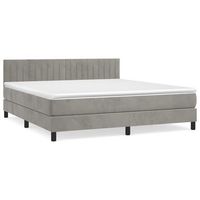 cama box spring con colchon terciopelo gris claro 160x200 cm vidaxl