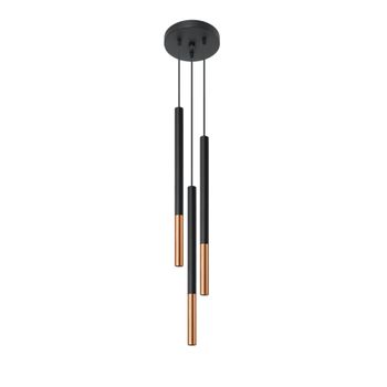 Lámpara de techo negro/cobre acero alt. 90 cm