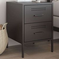 mesita de noche - mueble para dormitorio - acero - negro 36x39x505cm