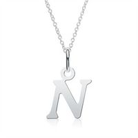 cadena de letras n de plata 925