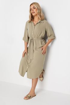 Yours Vestido Midi Camisero Beige, Mujer Curvy Y Tallas Grandes, Yours