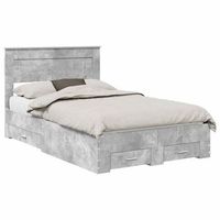 cama matrimonial  cama para adulto  estructura de cama con cabecera gris concreto 120 x 190 cm