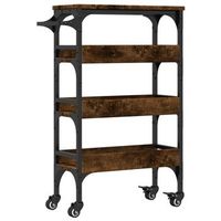 carrito de cocinaestanteria de cocina carrito de servir madera ingenieria roble ahumado 53x20x76 cm