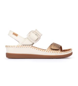 Pikolinos para mujer. W8K-0555C1 Sandalias de Piel de piel Cadaques blanco roto (38), 3 a 5cm, Hebilla, Casual