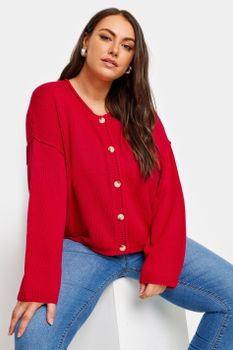 Yours Cárdigan Rojo De Punto Con Botones, Mujer Curvy Y Tallas Grandes, Yours