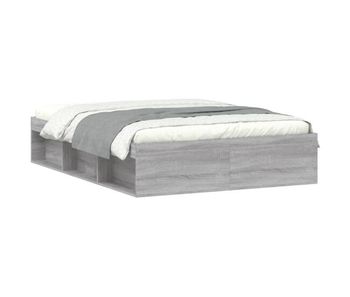 Estructura de cama de matrimonio sonoma gris 135x190 cm